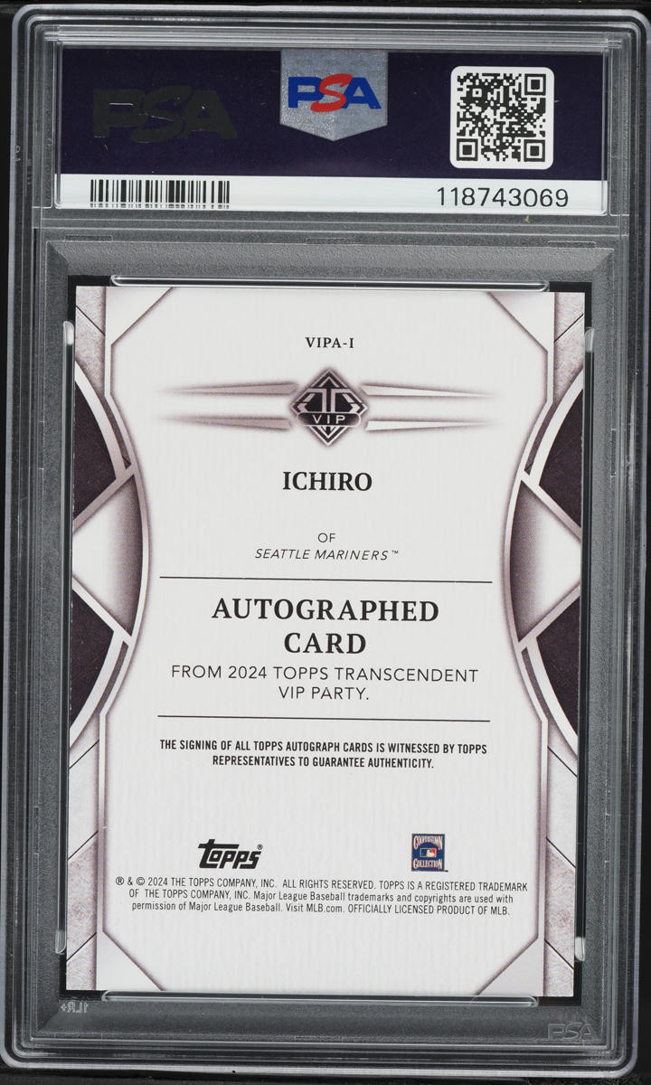 2024 Topps Transcendent VIP Party Ichiro AUTO /5 #I PSA 10 GEM MINT