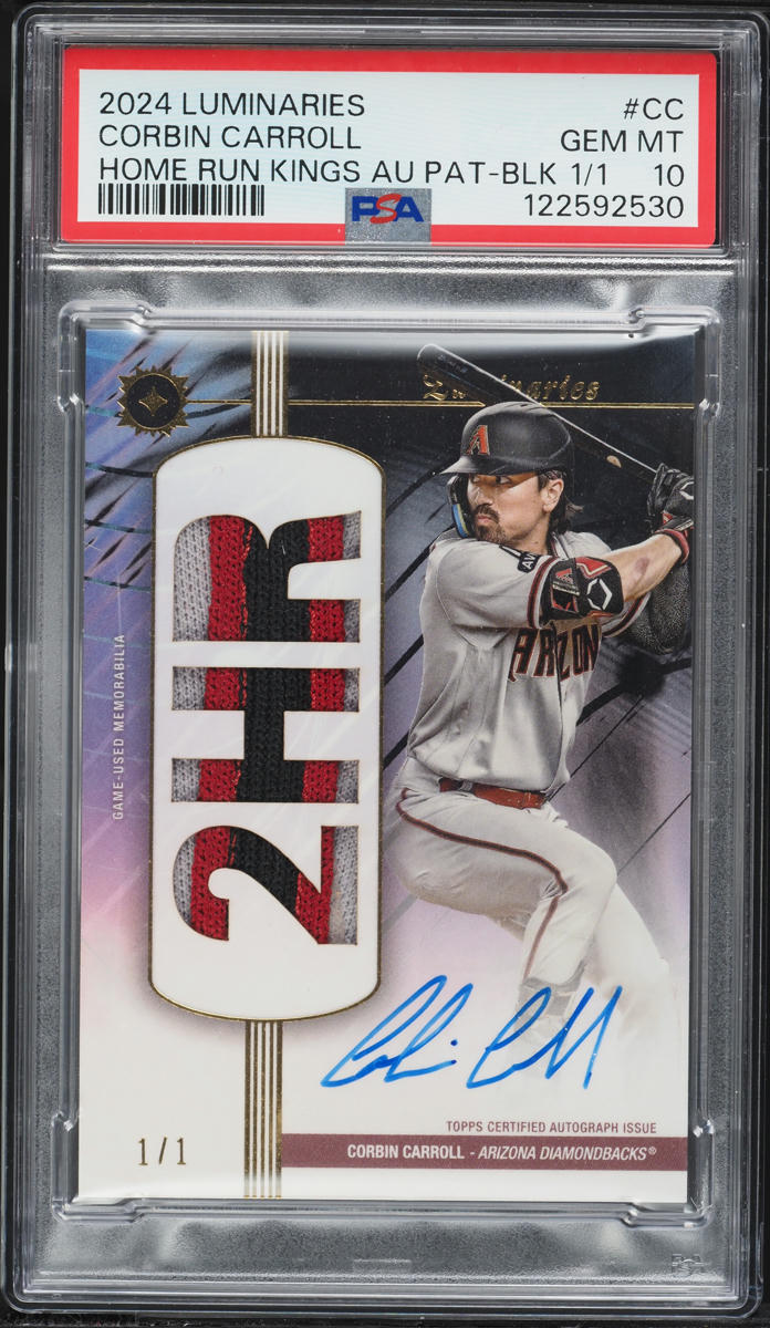 2024 Topps Luminaries Home Run Kings Black Corbin Carroll PATCH AUTO 1/1 #CC PSA 10 GEM MINT
