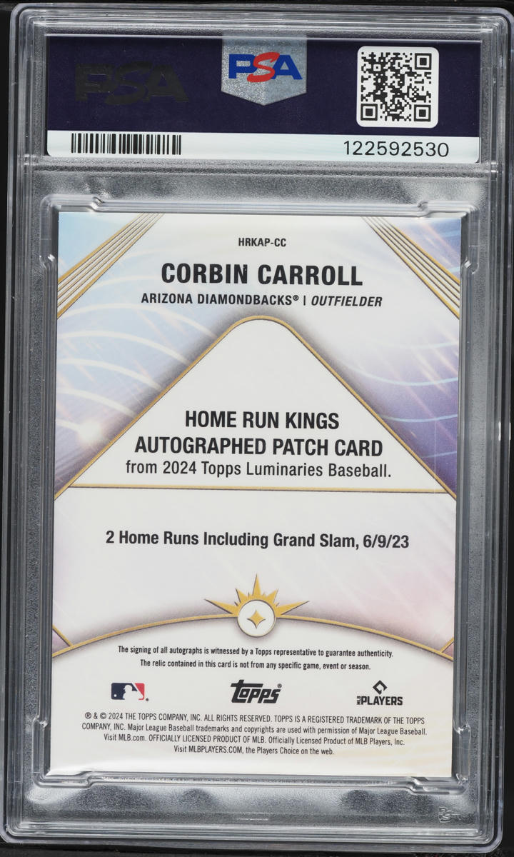 2024 Topps Luminaries Home Run Kings Black Corbin Carroll PATCH AUTO 1/1 #CC PSA 10 GEM MINT