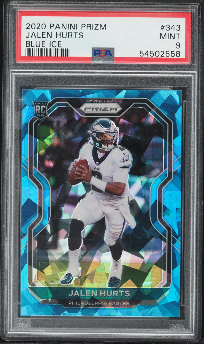 2020 Panini Prizm Blue Ice Jalen Hurts ROOKIE /99 #343 PSA 9 MINT