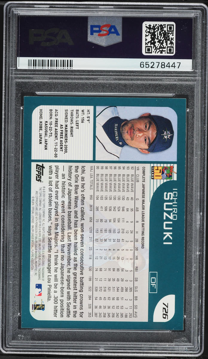2001 Topps Home Team Advantage Ichiro ROOKIE #726 PSA 10 GEM MINT