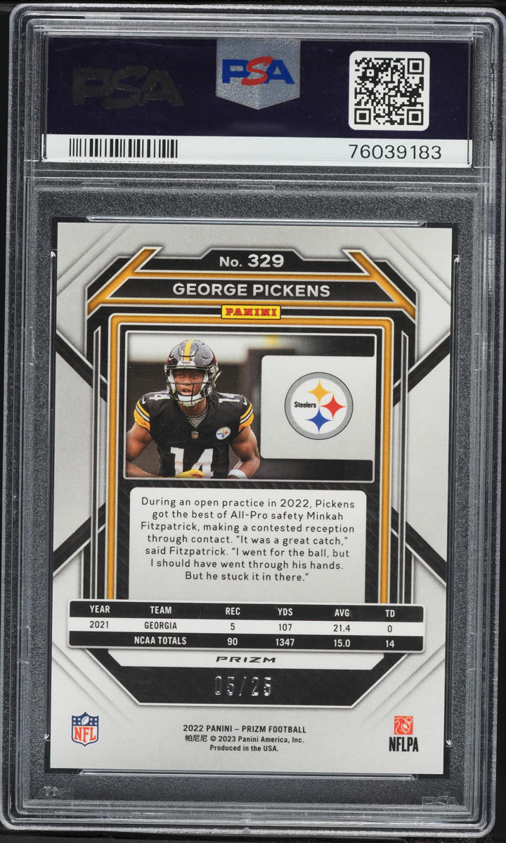 2022 Panini Prizm Navy Camo George Pickens ROOKIE /25 #329 PSA 10