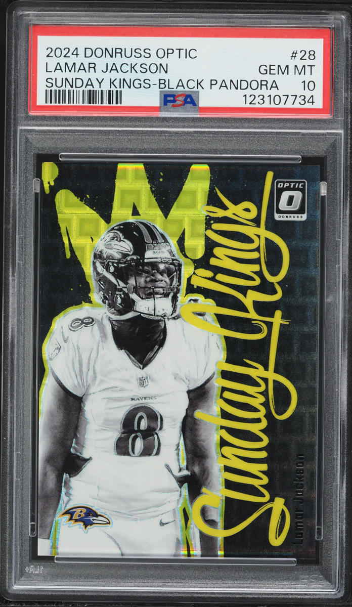 2024 Donruss Optic Sunday Kings Black Pandora Lamar Jackson /25 #28 PSA 10 GEM MINT