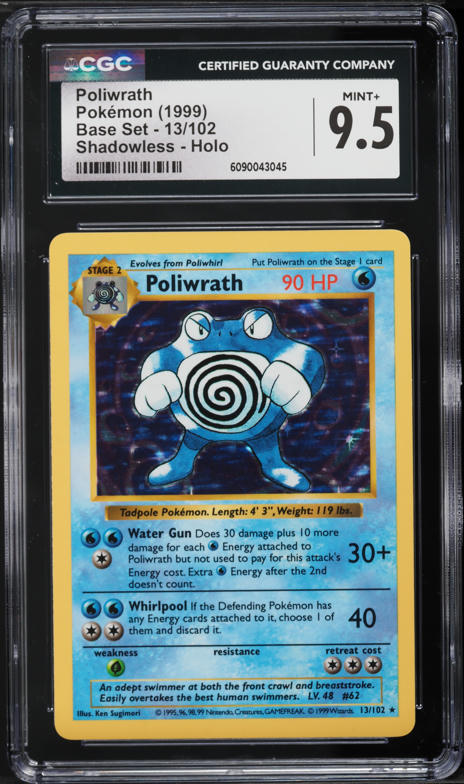 1999 Pokemon Base Set Shadowless Holo Poliwrath #13 CGC 9.5 MINT+