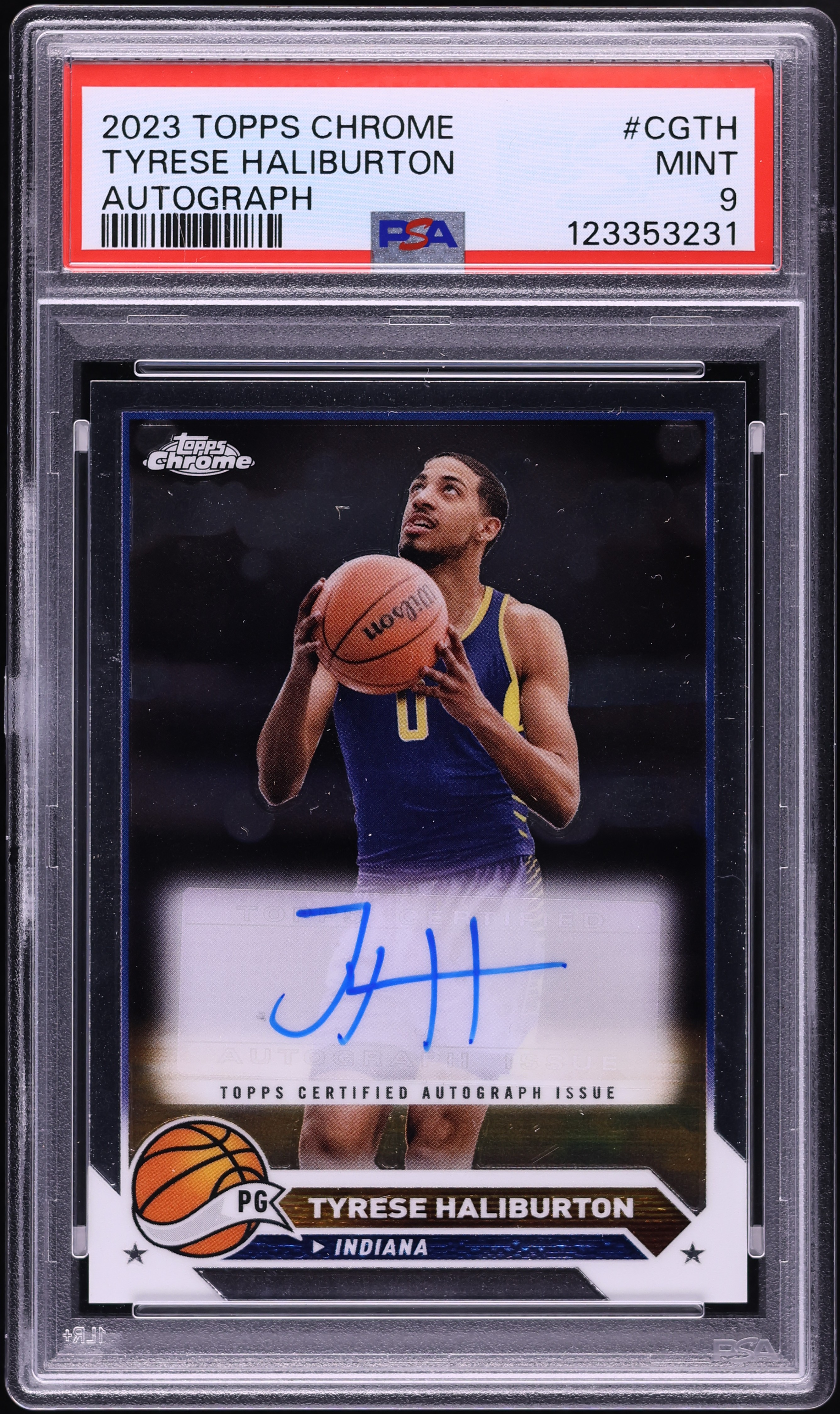 2023 Topps Chrome Tyrese Haliburton AUTO #CG-TH PSA 9 MINT on 