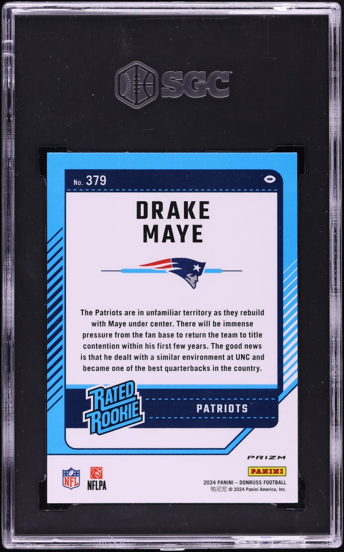 2024 Donruss Optic Preview Red Pandora Prizm Drake Maye ROOKIE #379 SGC 10 GEM MINT