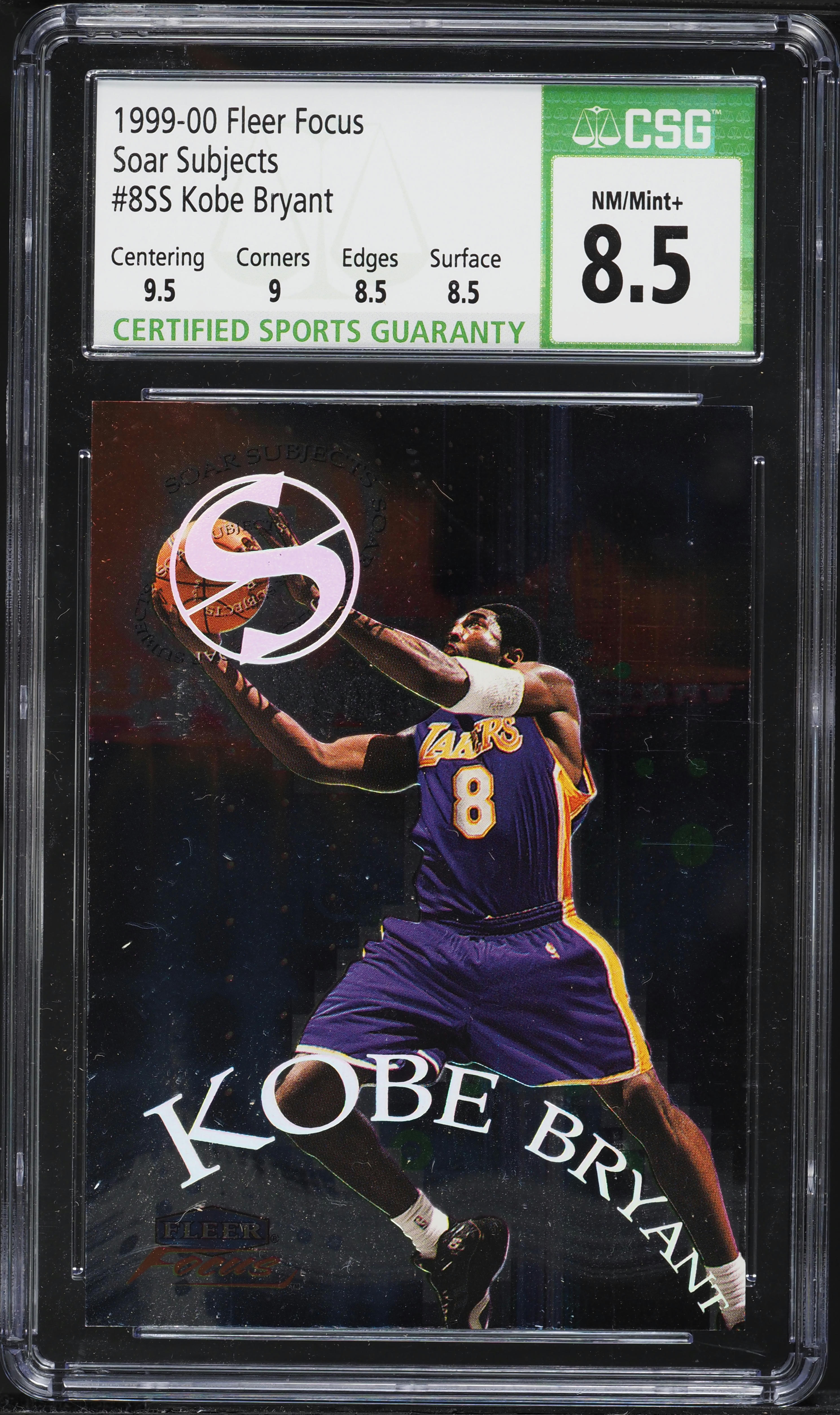 1999 Fleer Focus Soar Subjects Kobe Bryant #8SS CSG 8.5 NM-MT+ on 