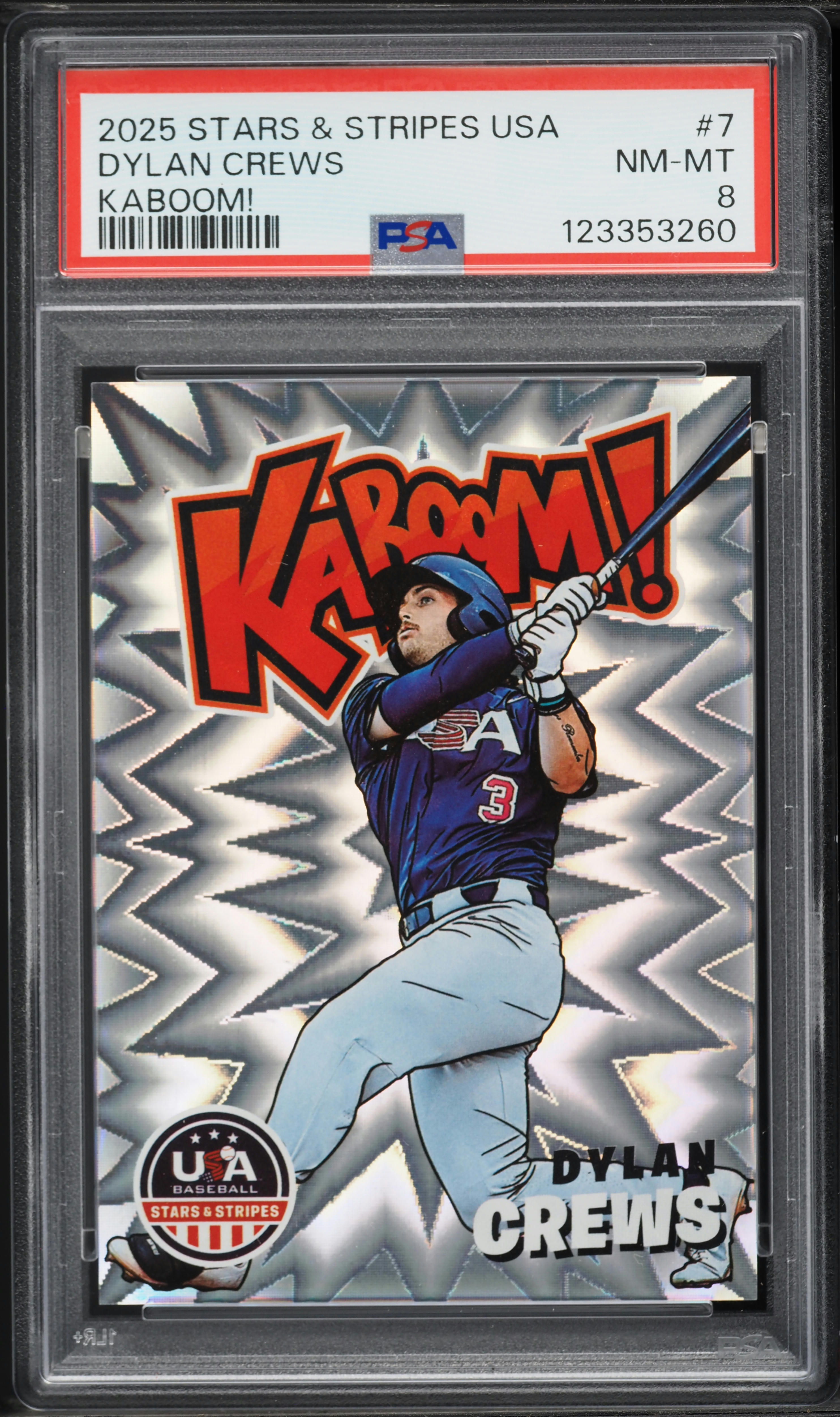 2025 Panini Stars & Stripes Usa Kaboom! Dylan Crews #7 PSA 8 NM-MT