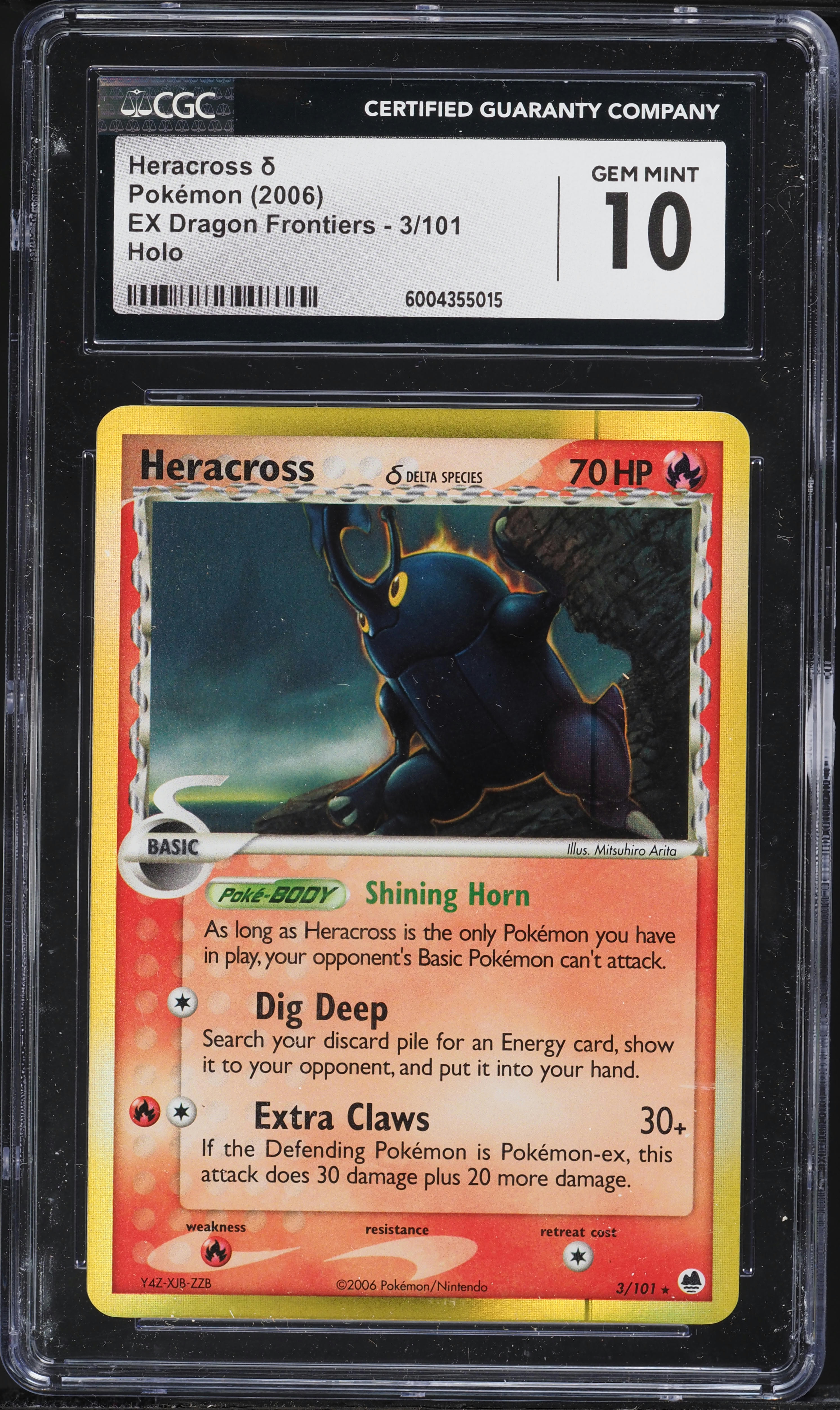 2006 Pokemon EX Dragon Frontiers Holo Heracross #3 CGC 10 GEM MINT