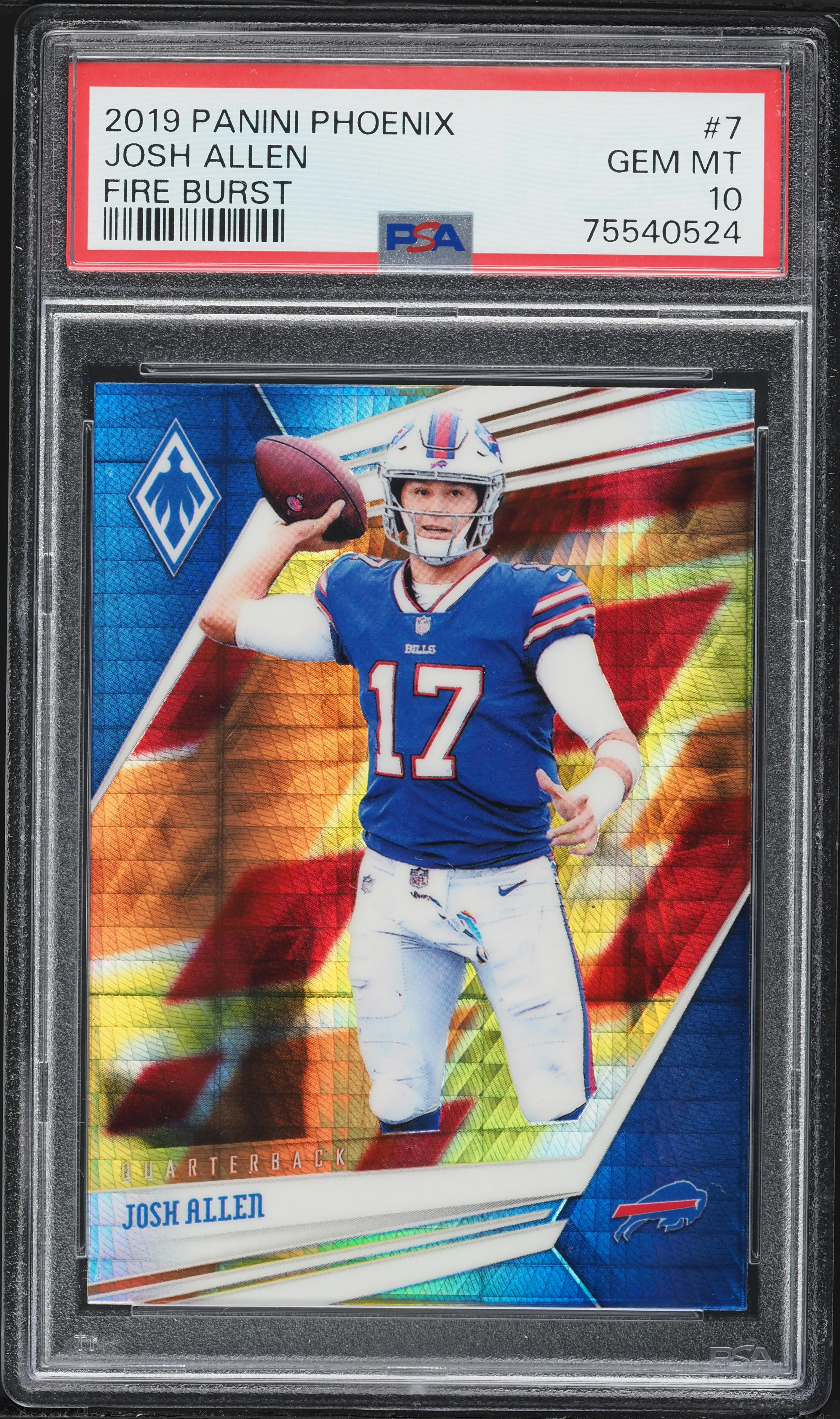 2019 Panini Phoenix Fire Burst Josh Allen #7 PSA 10 GEM MINT on
