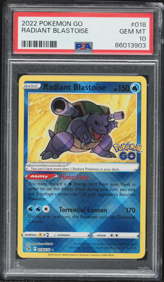 2022 Pokemon Sword & Shield Pokemon GO Holo Radiant Blastoise #18 PSA 10 GEM MINT