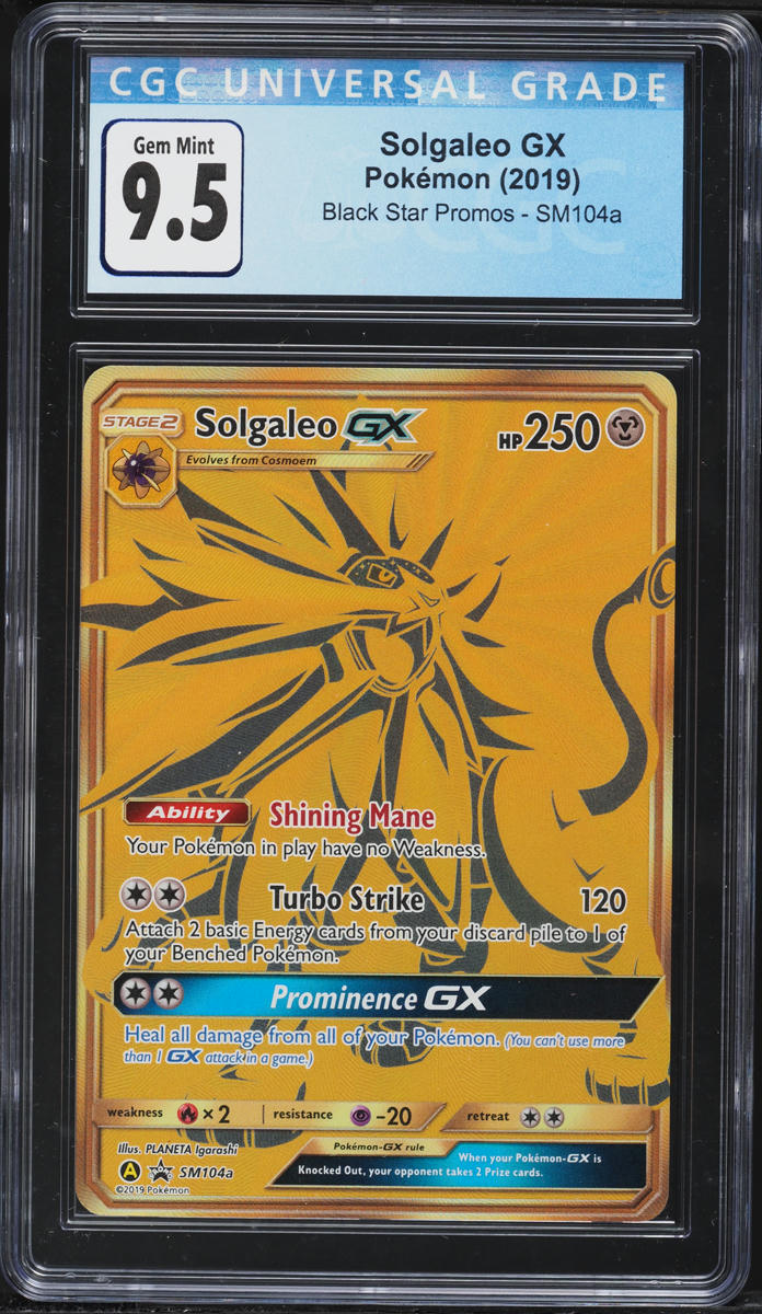 gold solgaleo pokemon card Promo GX SM104a (cgc and marvel as brand Golden solgaleo GX Pokmon card