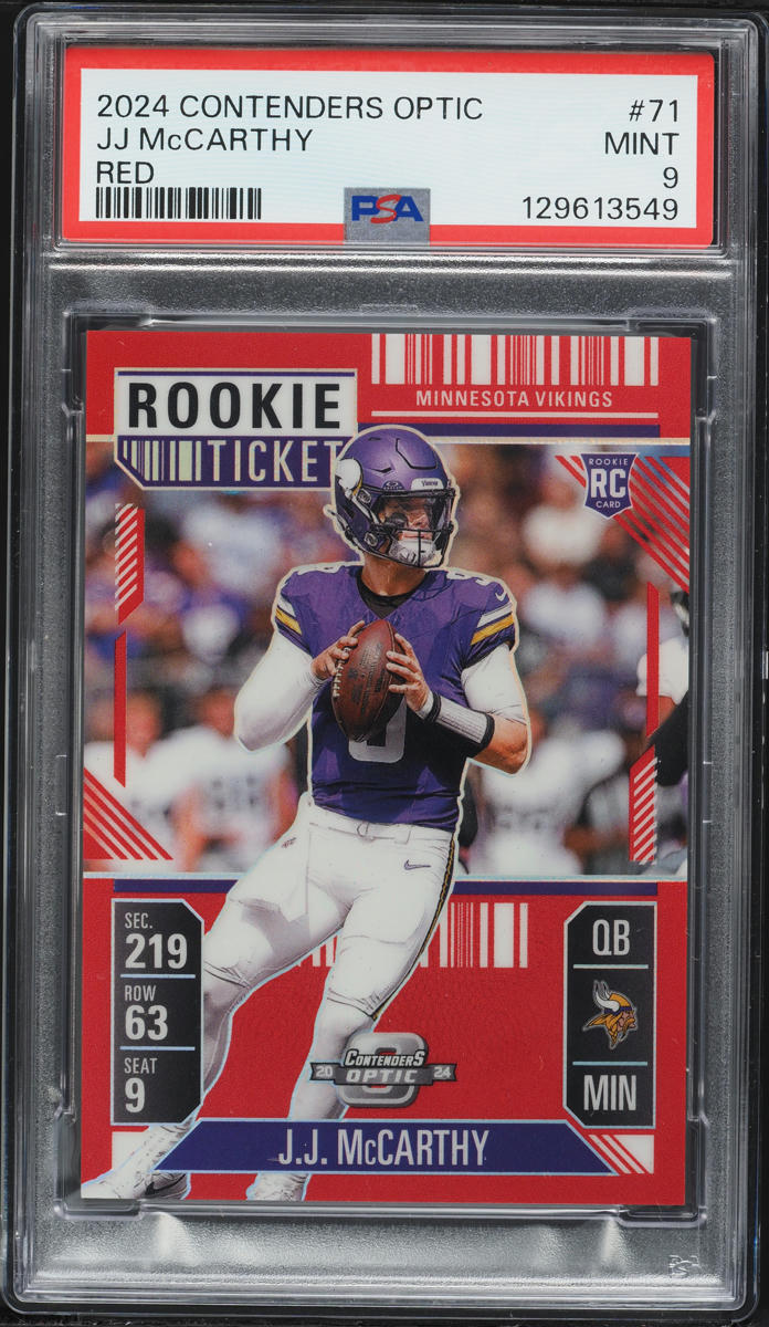 2024 Panini Contenders Optic Red JJ McCarthy ROOKIE /199 #71 PSA 9 MINT