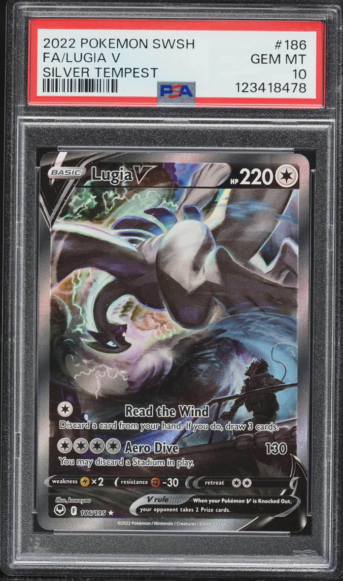2022 Pokemon Sword & Shield Silver Tempest Alt Art Lugia V #186 PSA 10 GEM MINT