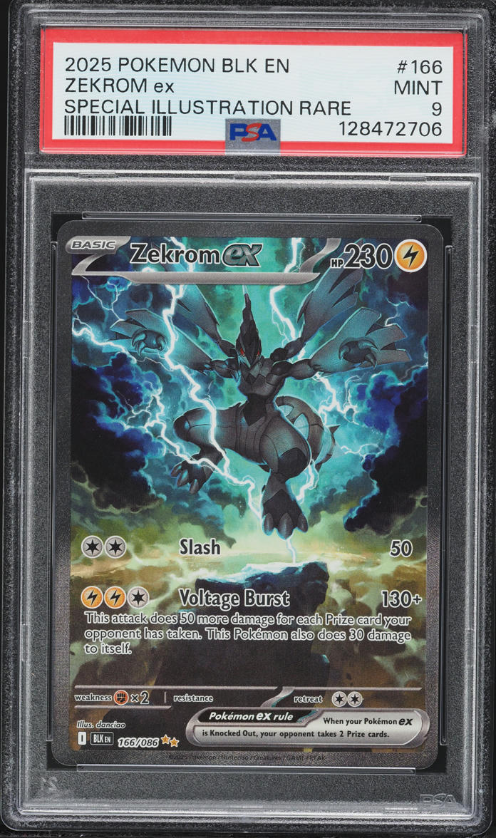 2025 Pokemon Scarlet & Violet Black Bolt SIR Zekrom ex #166 PSA 9 MINT