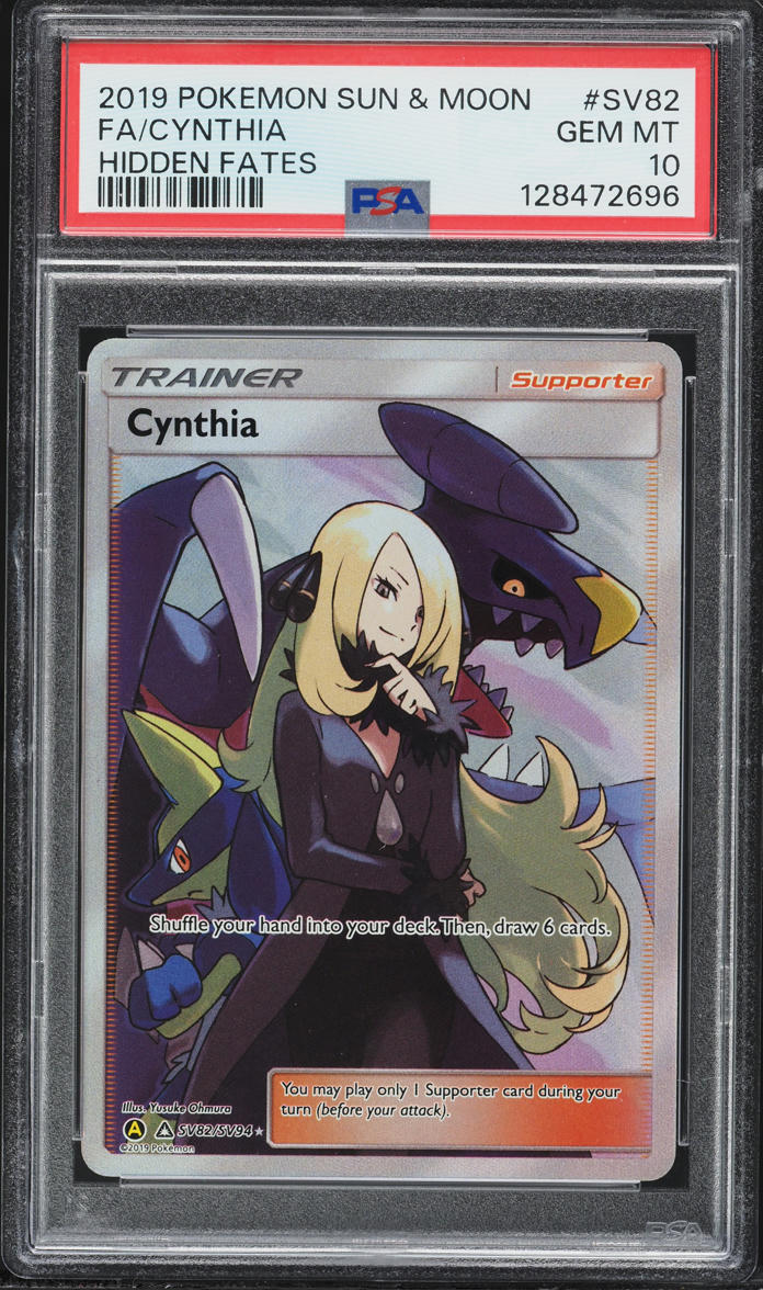 2019 Pokemon Sun & Moon Hidden Fates Full Art Cynthia #SV82 PSA 10 GEM MINT