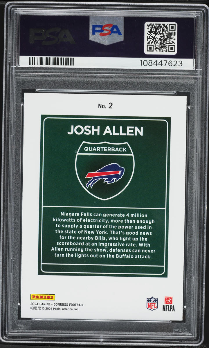 2024 Donruss Downtown Josh Allen #2 PSA 9 MINT