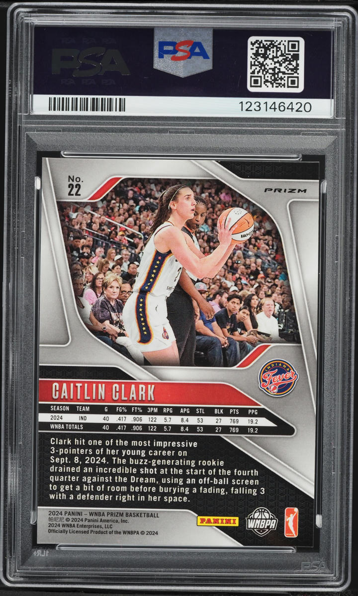 2024 Panini Prizm WNBA Ice Caitlin Clark ROOKIE #22 PSA 9 MINT