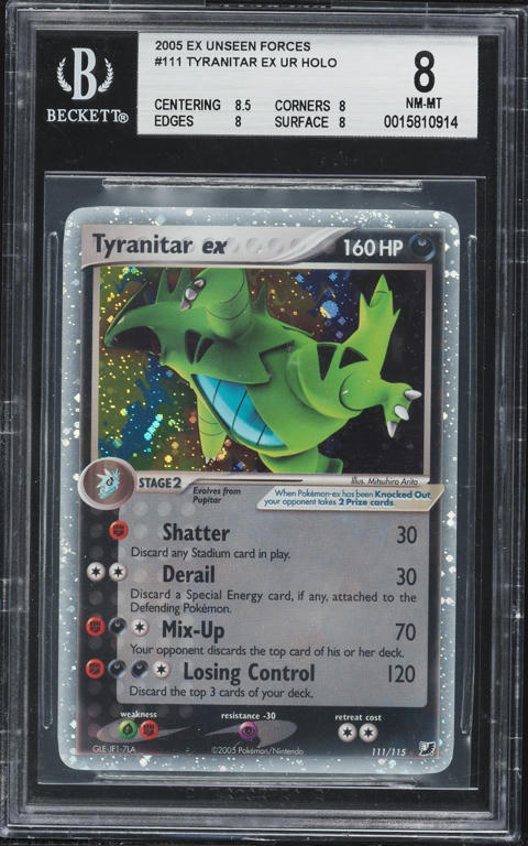 2005 Pokemon EX Unseen Forces Holo Tyranitar EX #111 BGS 8 NM-MT