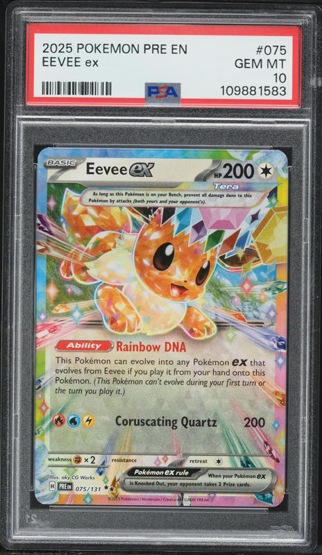 2025 Pokemon Scarlet & Violet Prismatic Evolutions Holo Eevee ex #75 PSA 10 GEM MINT