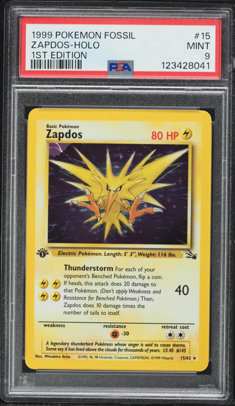 1999 Pokemon Fossil 30 Zapdos 1St Edition | Ozzie Collectables