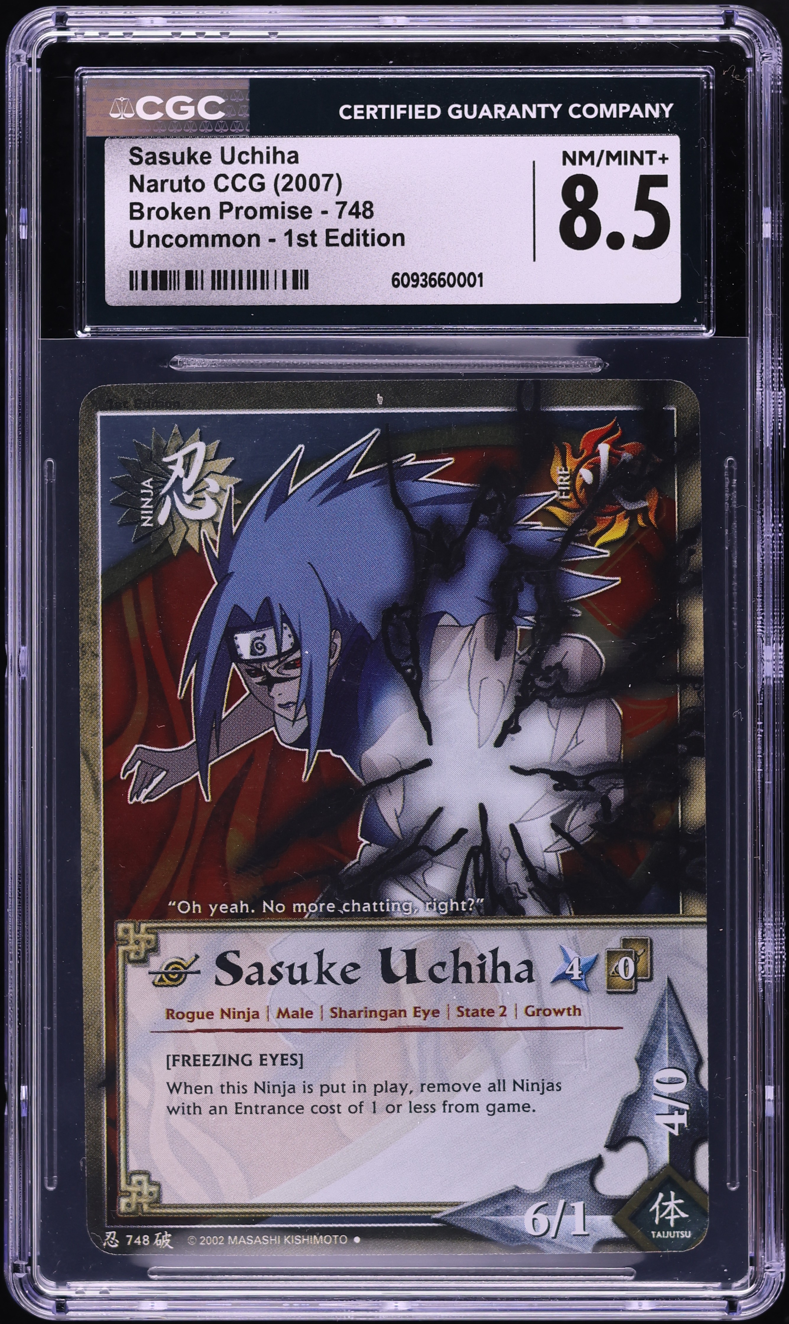 2007 Naruto CCG Broken Promise 1st Edition Sasuke Uchiha #748 CGC