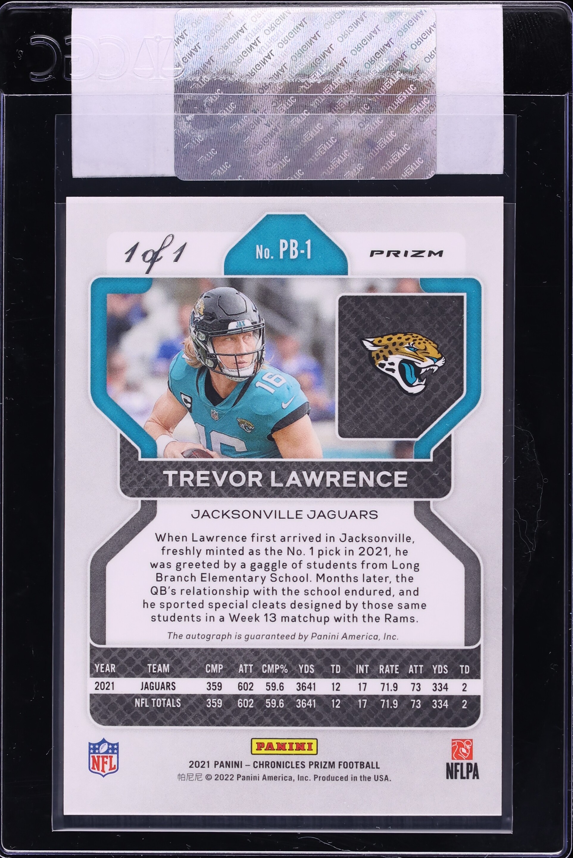 2021 Panini Chronicles Prizm Black Finite Trevor Lawrence ROOKIE