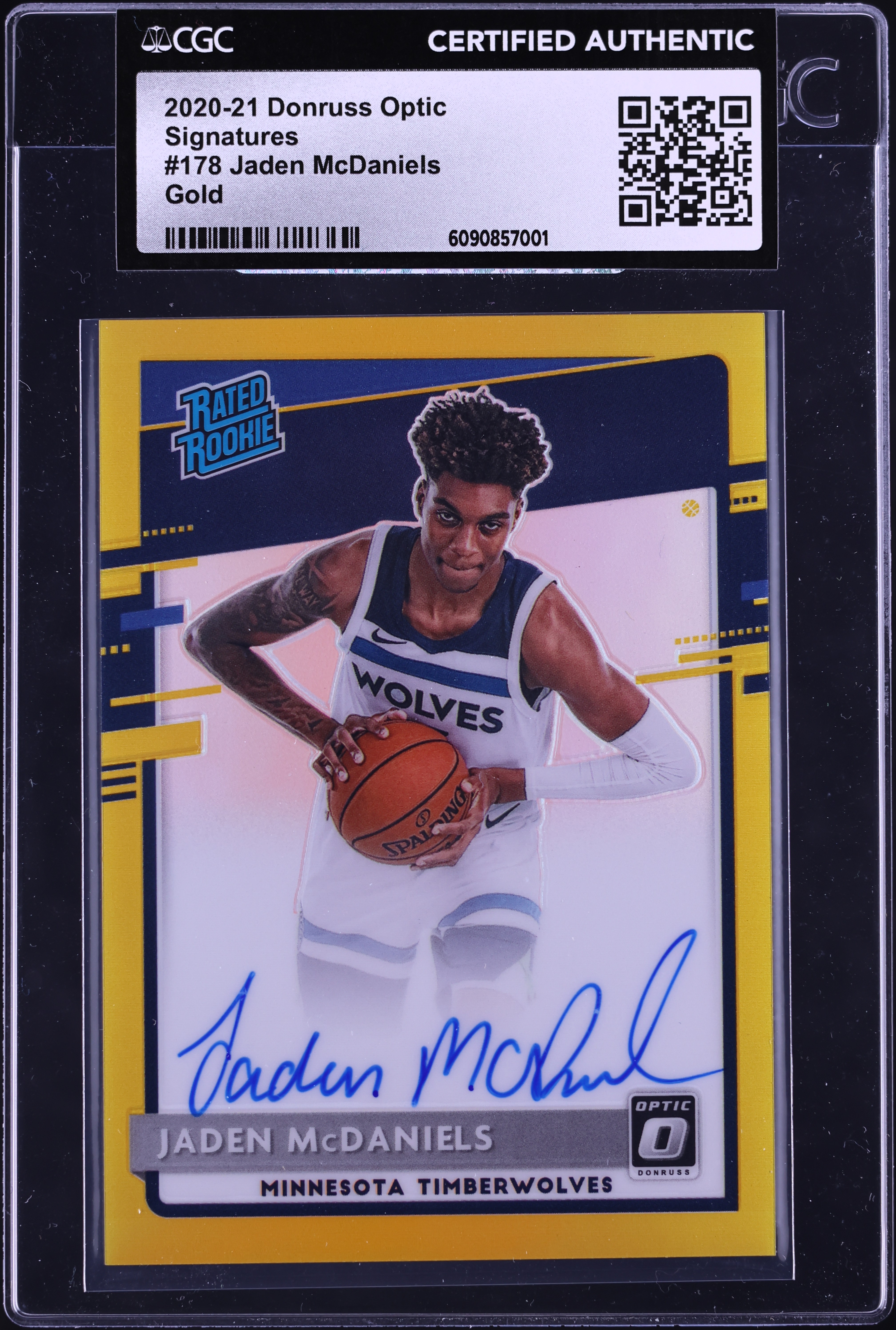 2020 Donruss Optic Gold Jaden McDaniels ROOKIE AUTO 10/10 #178 CGC