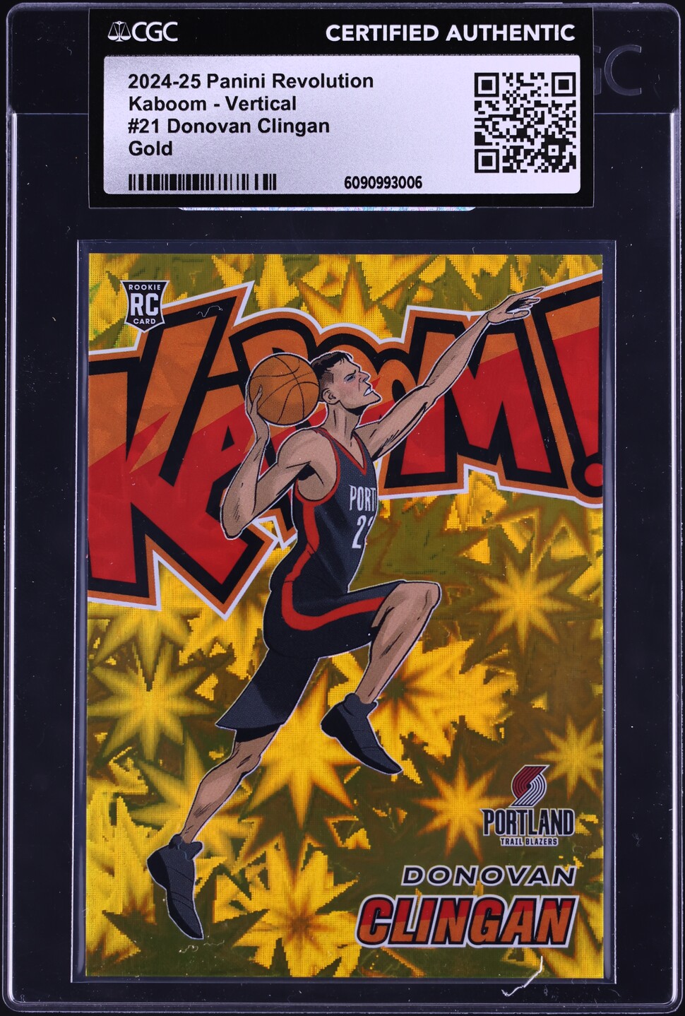 2024 Panini Revolution Kaboom Vertical Gold Donovan Clingan ROOKIE 10/10 #21 CGC AUTH
