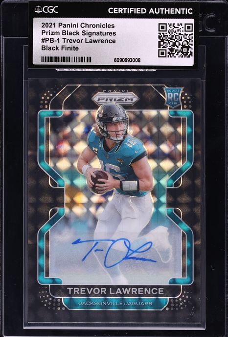 2021 Panini Chronicles Prizm Black Finite Trevor Lawrence ROOKIE AUTO 1/1 #PB-1 CGC AUTH