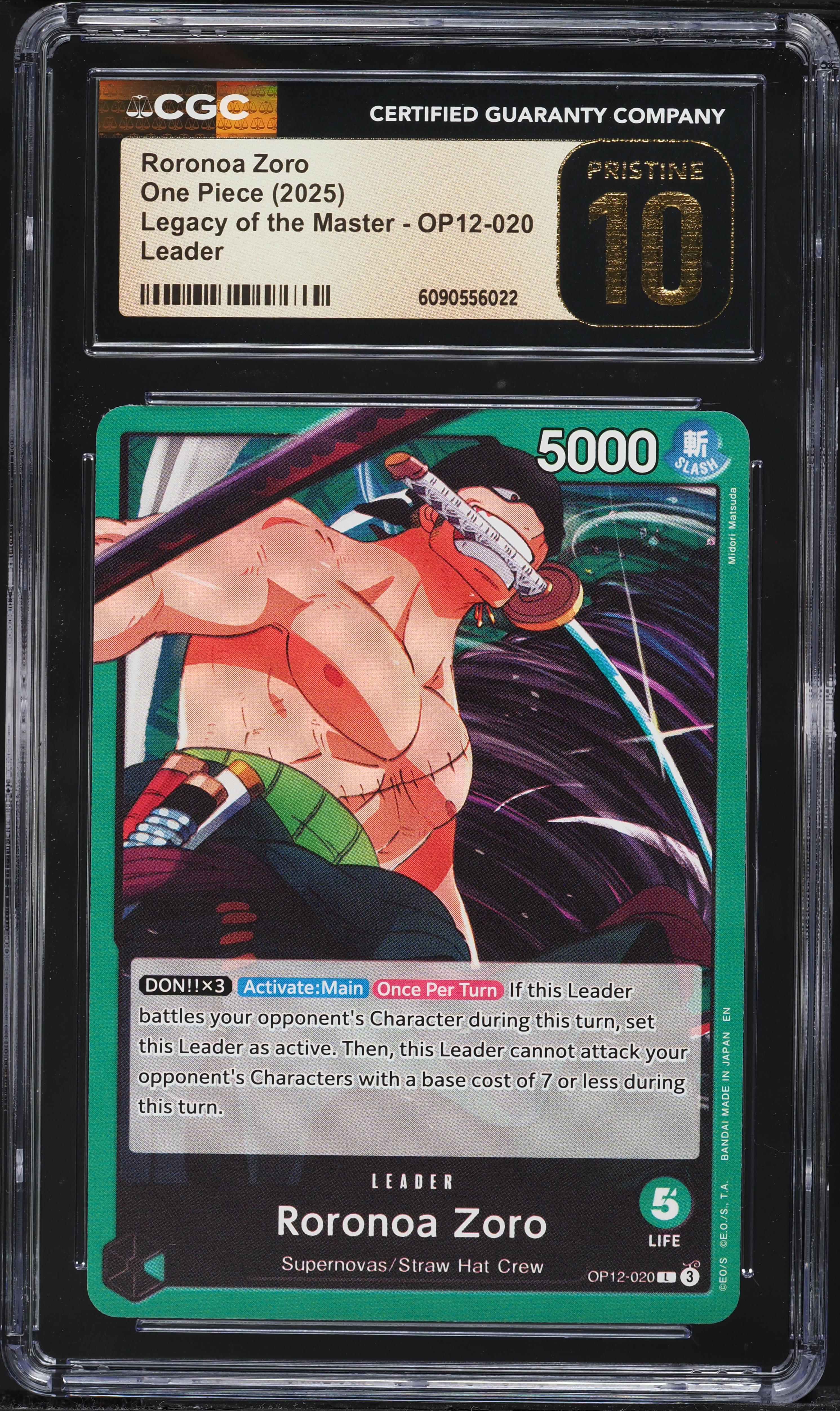 2025 One Piece Legacy of the Master Roronoa Zoro #OP12-020 CGC 10