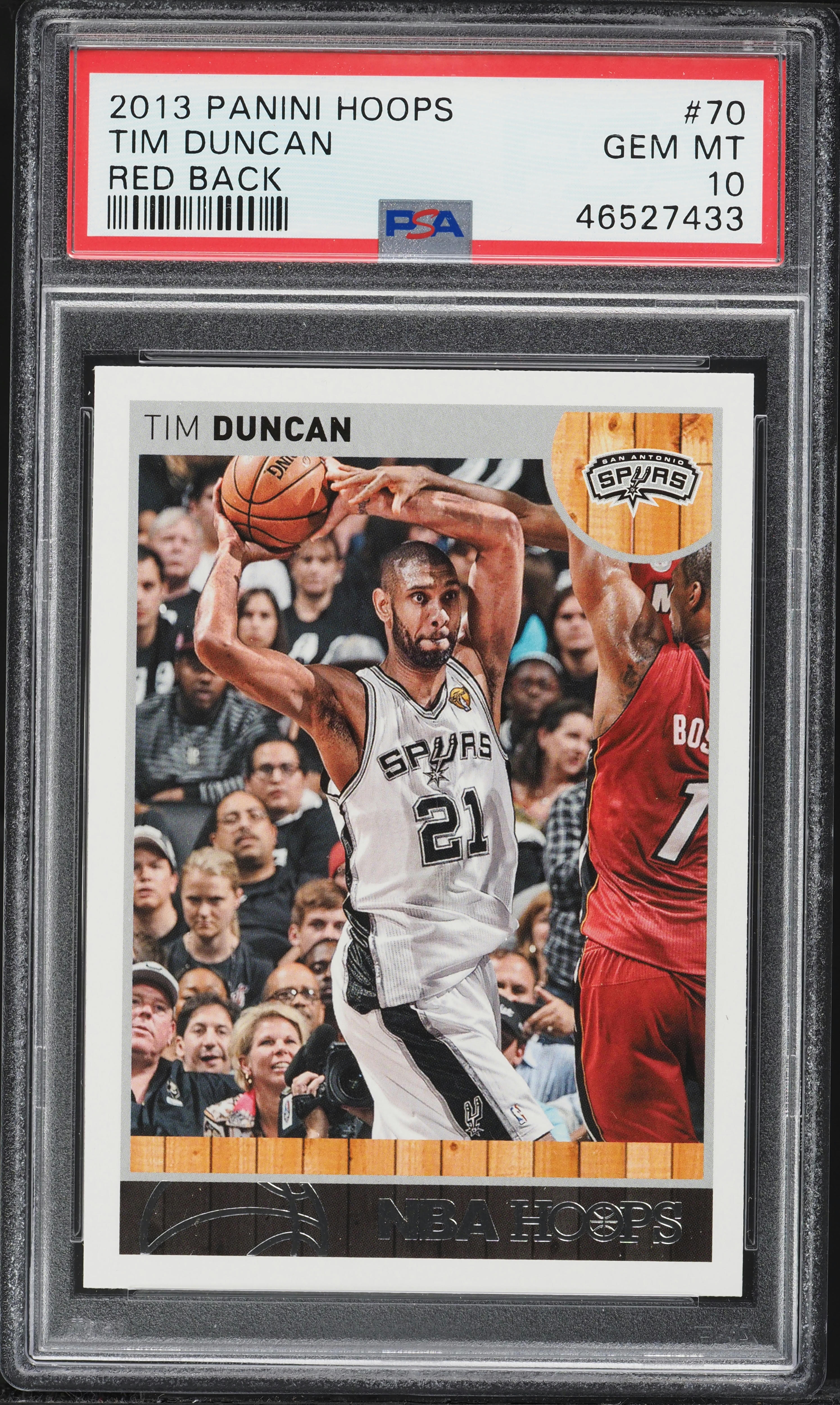2013 Hoops Red Back Tim Duncan #70 PSA 10 GEM MINT on Fanatics Collect
