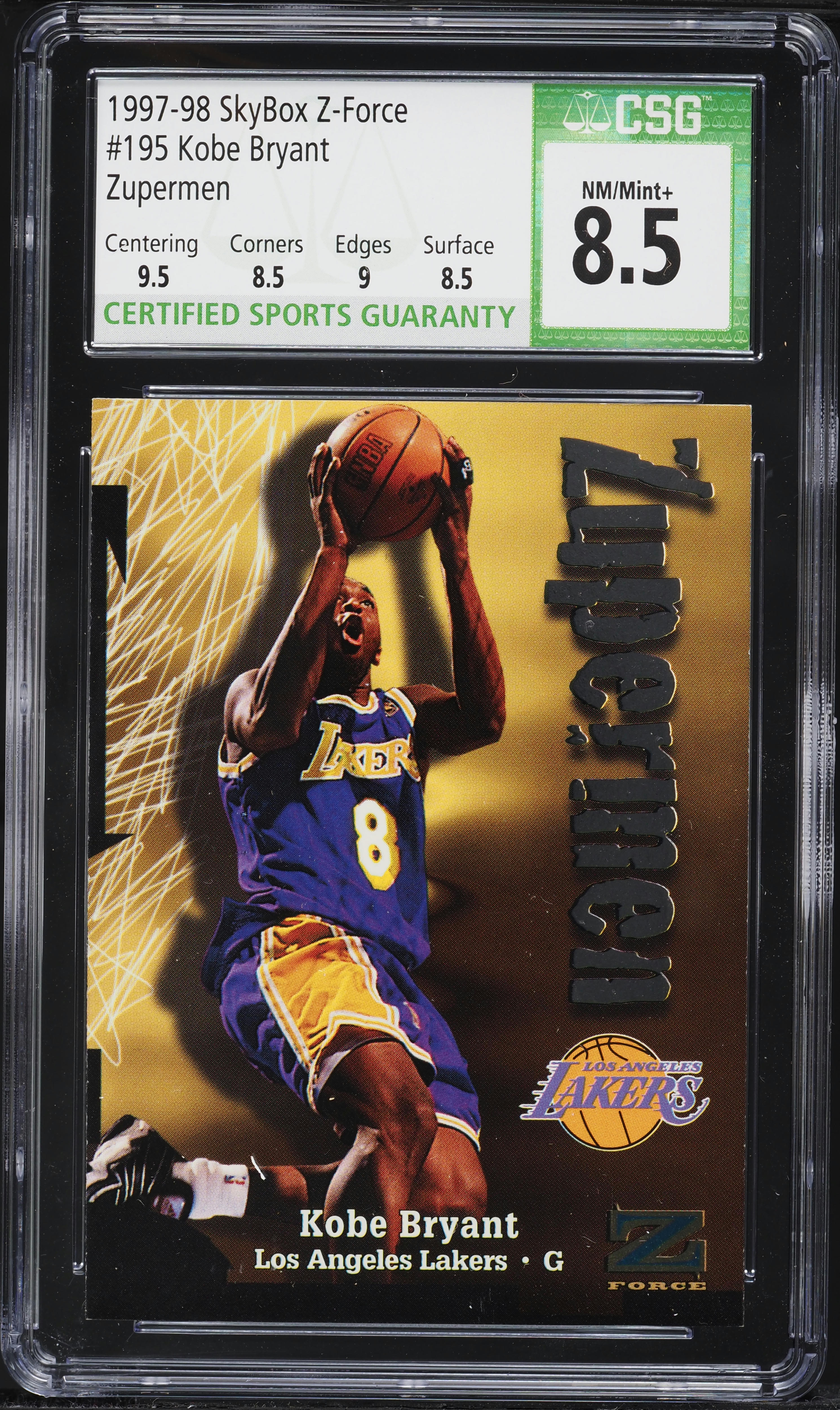 1997 Skybox Z-Force Kobe Bryant #195 CSG 8.5 NM-MT+ on Fanatics