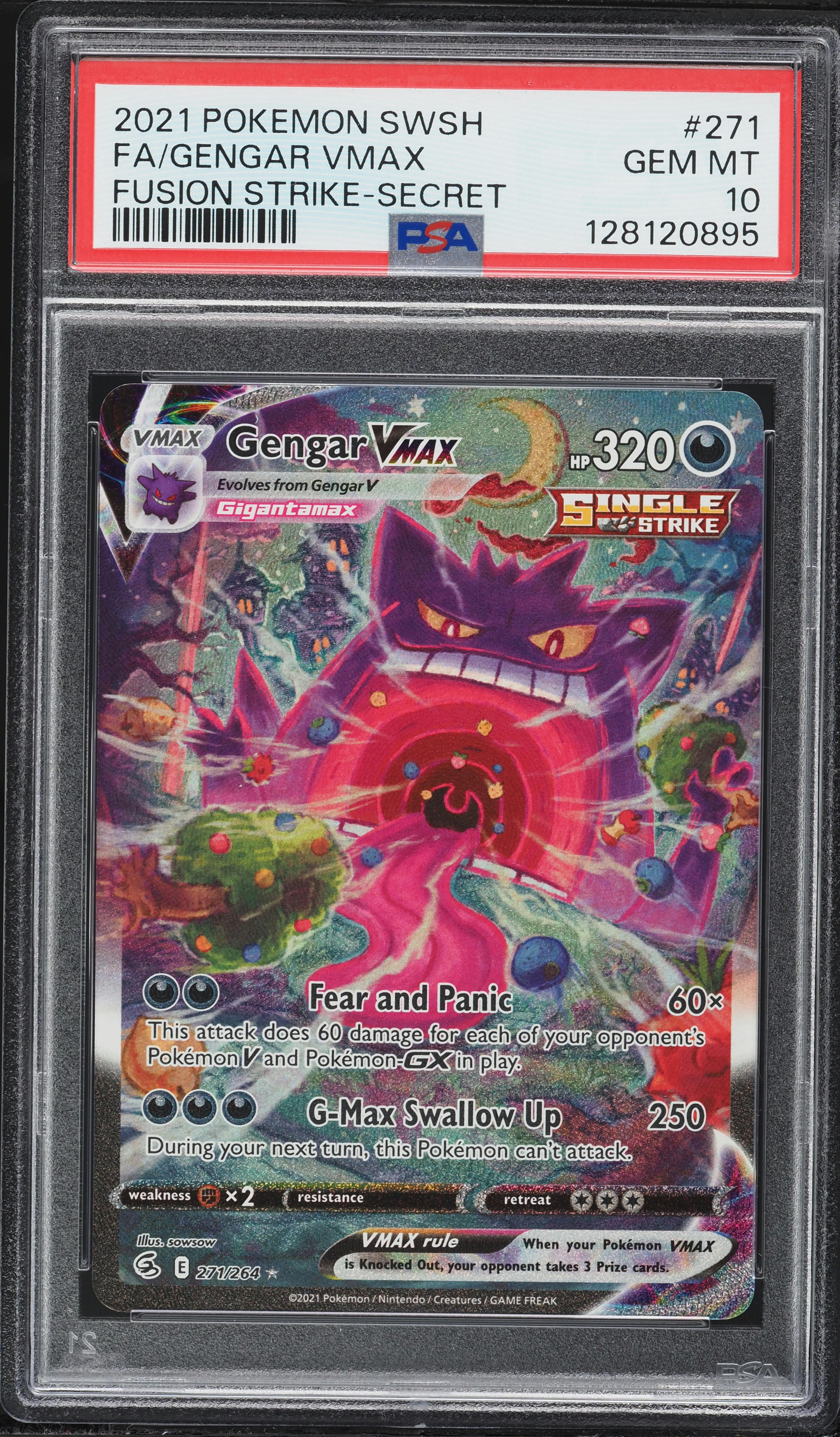 2021 Pokemon Sword & Shield Fusion Strike Alt Art Gengar VMAX #271