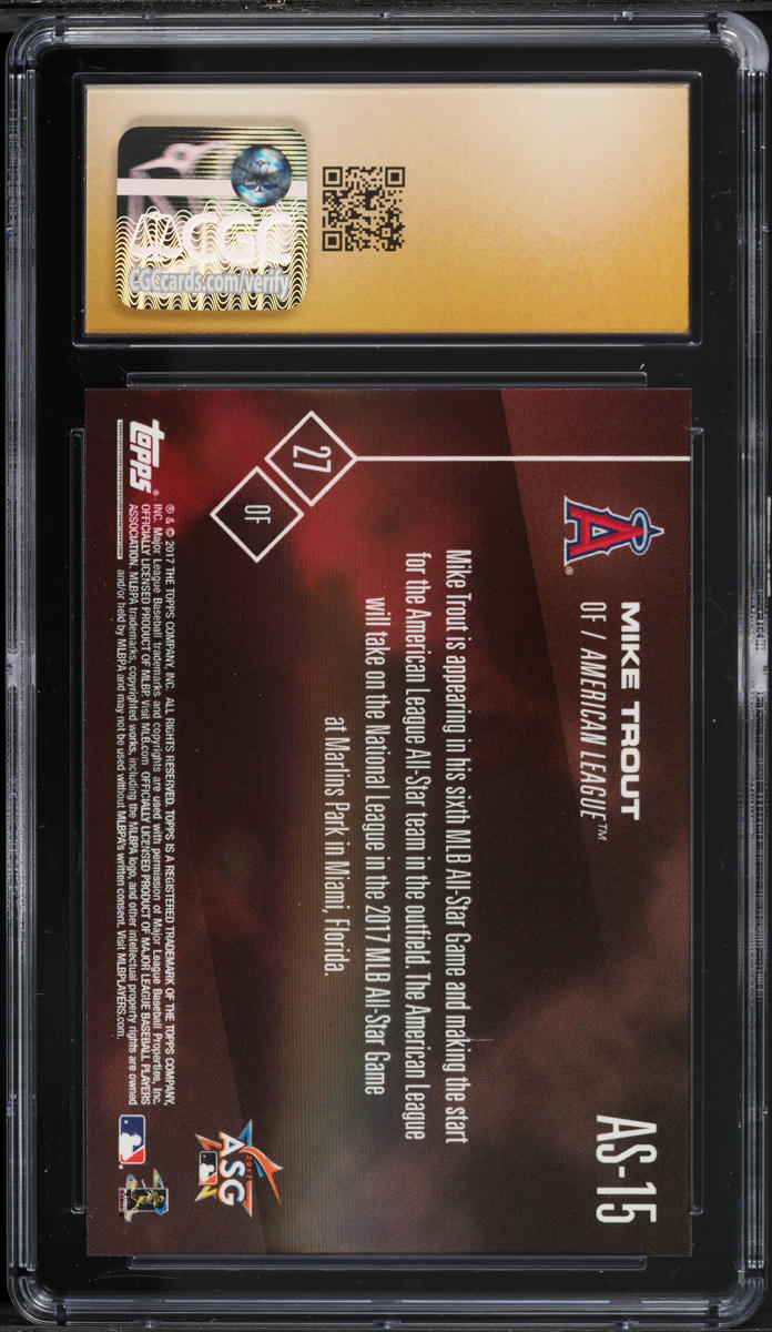 2017 Topps Now All-Star Game Mike Trout #AS-15 CGC 10 PRISTINE