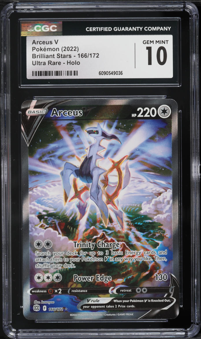 2022 Pokemon Sword & Shield Brilliant Stars Full Art Arceus V #166 CGC 10 GEM MINT