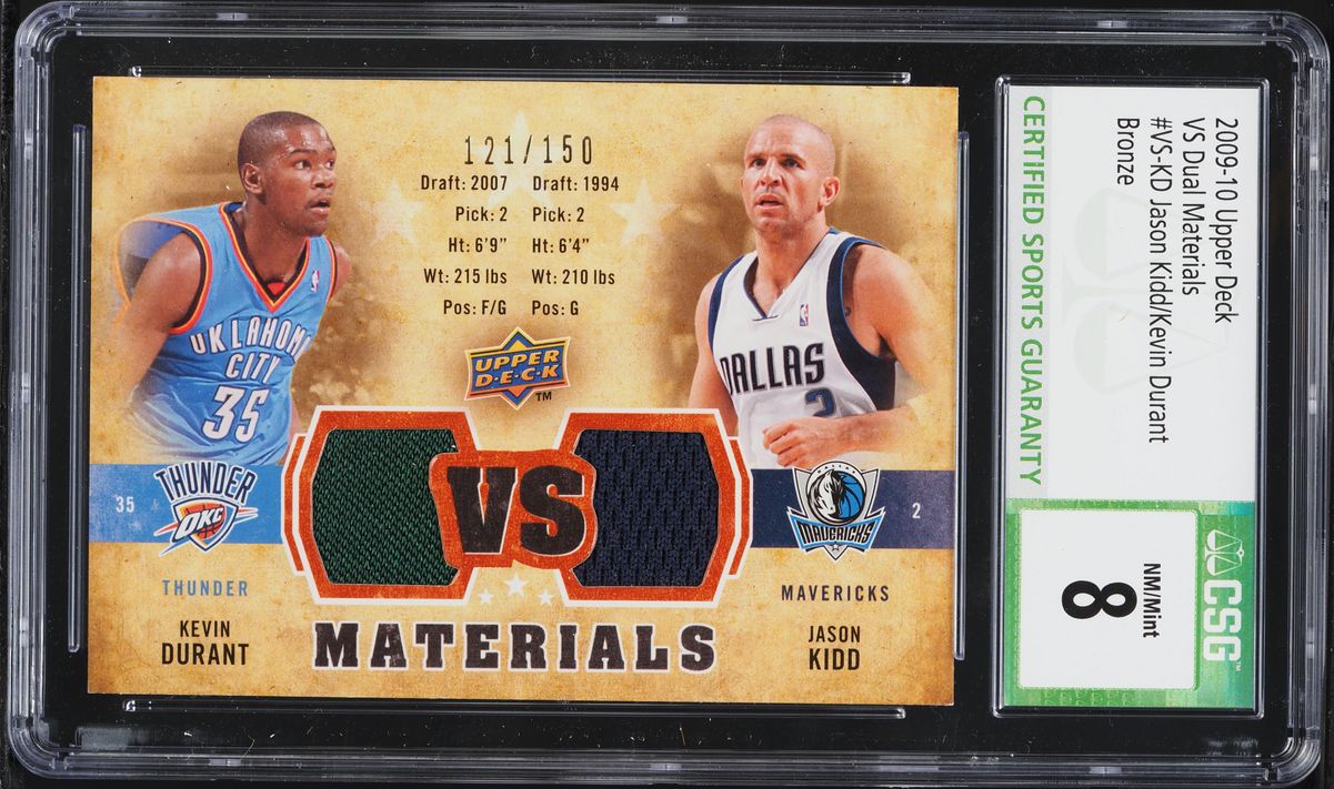 2009 Upper Deck VS Dual Bronze Jason Kidd Kevin Durant GAME-USED PATCH /150 #VS-KD CSG 8 NM-MT