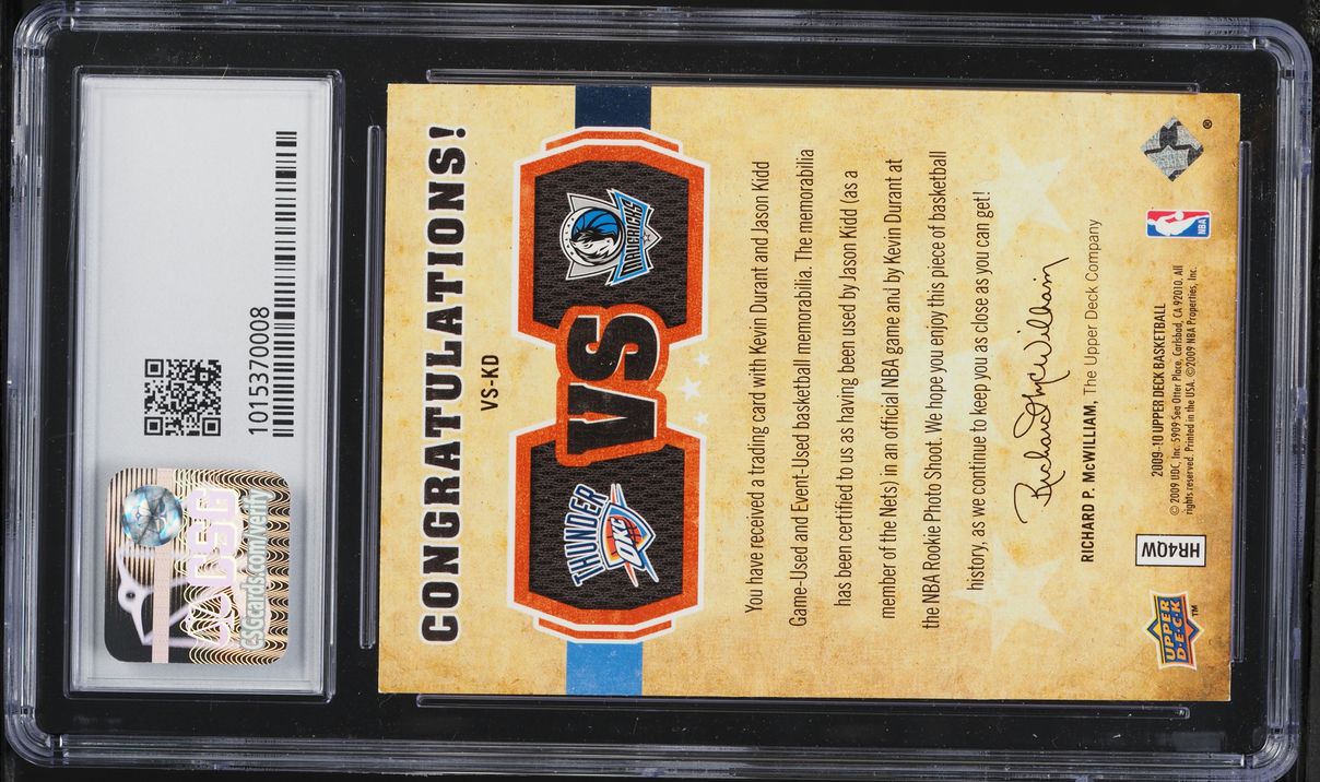 2009 Upper Deck VS Dual Bronze Jason Kidd Kevin Durant GAME-USED PATCH /150 #VS-KD CSG 8 NM-MT