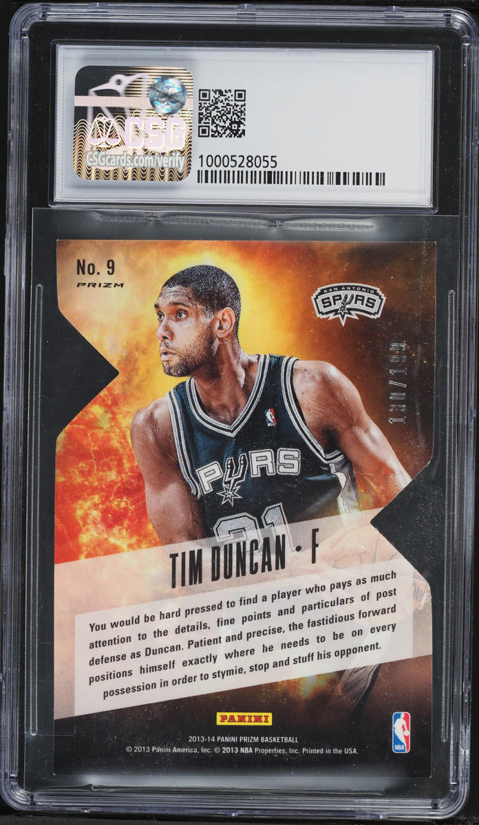 2013 Panini Prizm Post Season Blue Tim Duncan /199 #9 CSG 9 MINT