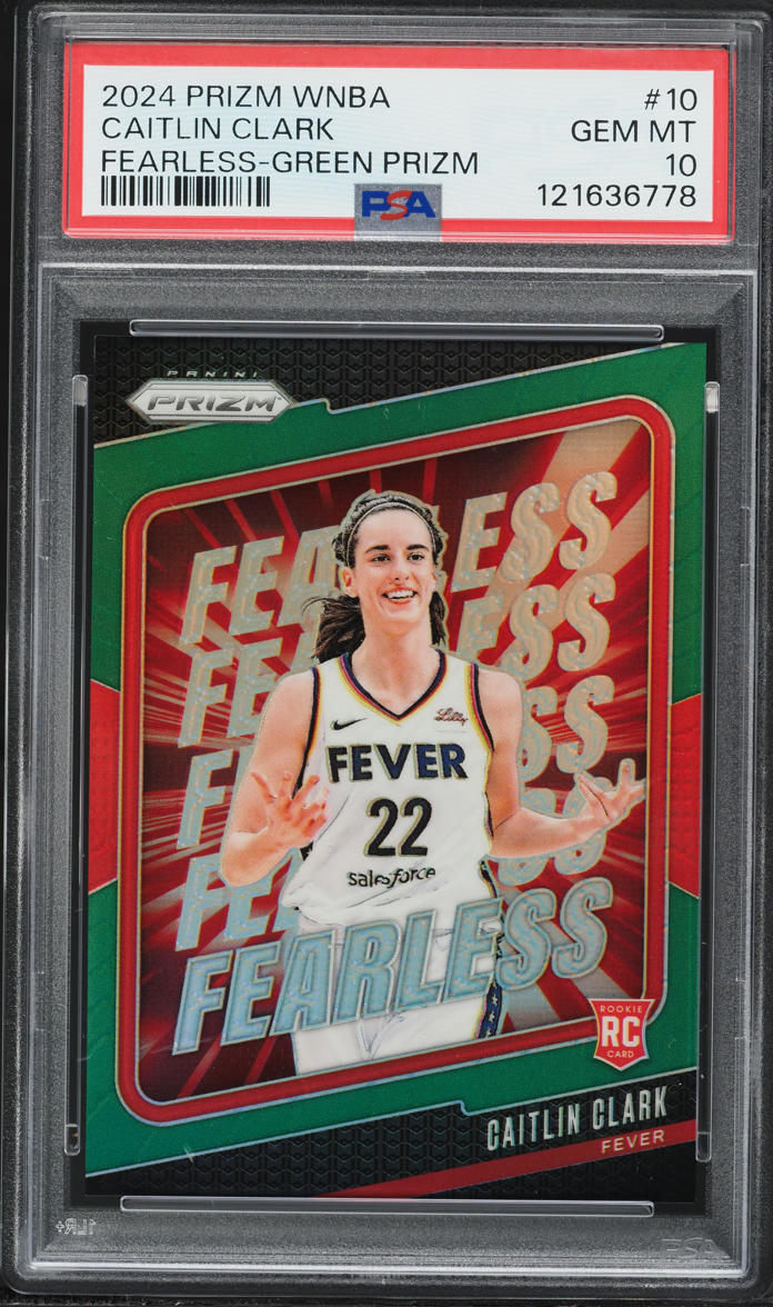 2024 Panini Prizm WNBA Fearless Green Caitlin Clark ROOKIE #10 PSA 10 GEM MINT