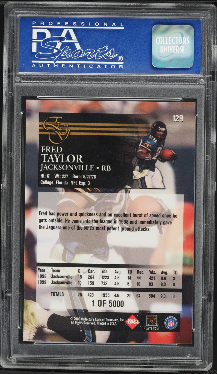 2000 Collector's Edge Graded Uncirculated Fred Taylor /5000 #129 PSA 9 MINT