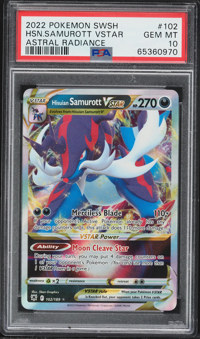 2022 Pokemon Sword & Shield Astral Radiance Hisuian Samurott VSTAR #102 PSA 10 GEM MINT