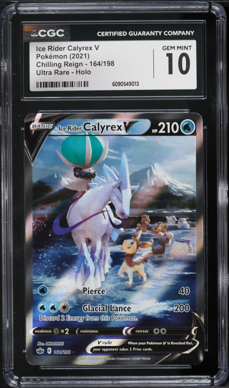 2021 Pokemon Sword & Shield Chilling Reign Full Art Ice Rider Calyrex V #164 CGC 10 GEM MINT