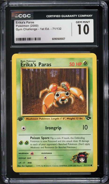 2000 Pokemon Gym Challenge 1st Edition Erika's Paras #71 CGC 10 GEM MINT