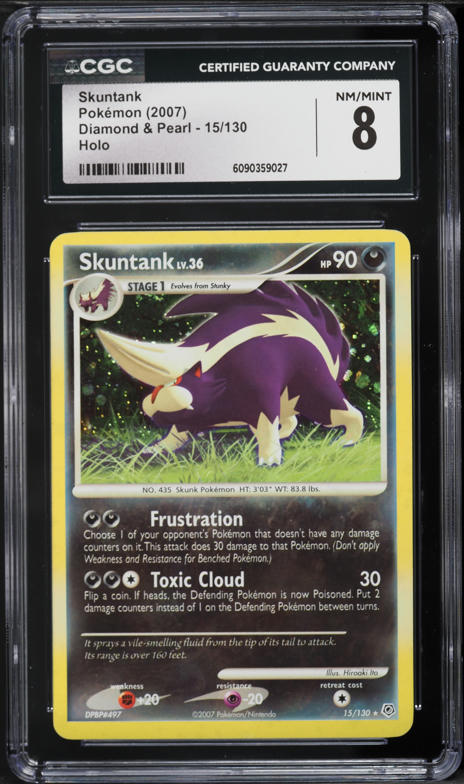 2007 Pokemon Diamond & Pearl Holo Skuntank #15 CGC 8 NM-MT