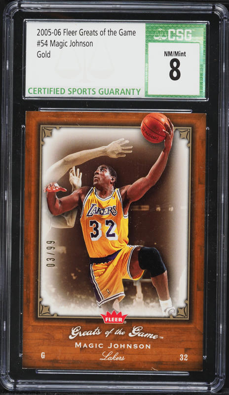 2005 Fleer Greats Of The Game Gold Magic Johnson /99 #54 CSG 8 NM