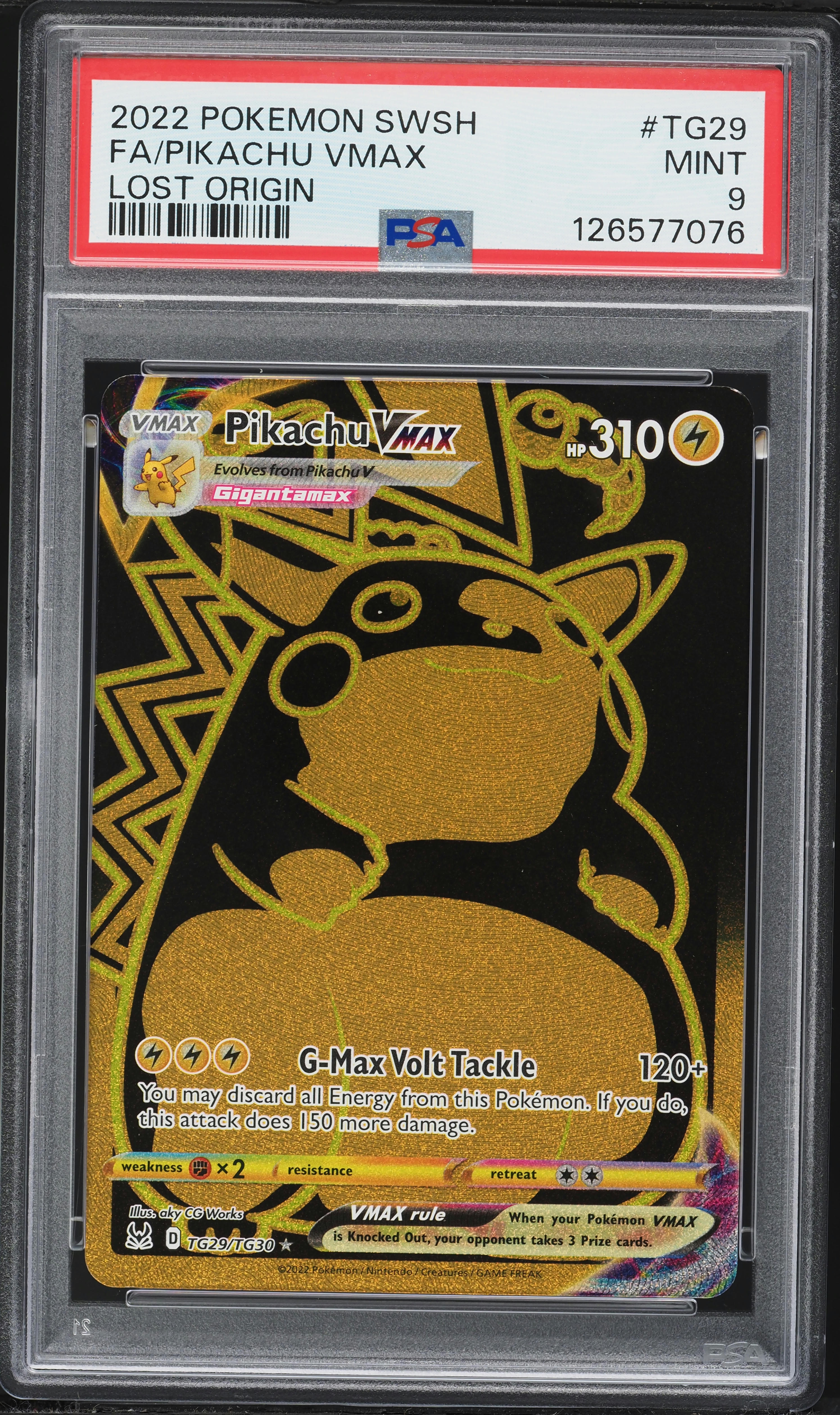 2022 Pokemon Sword & Shield Lost Origin Full Art Pikachu VMAX