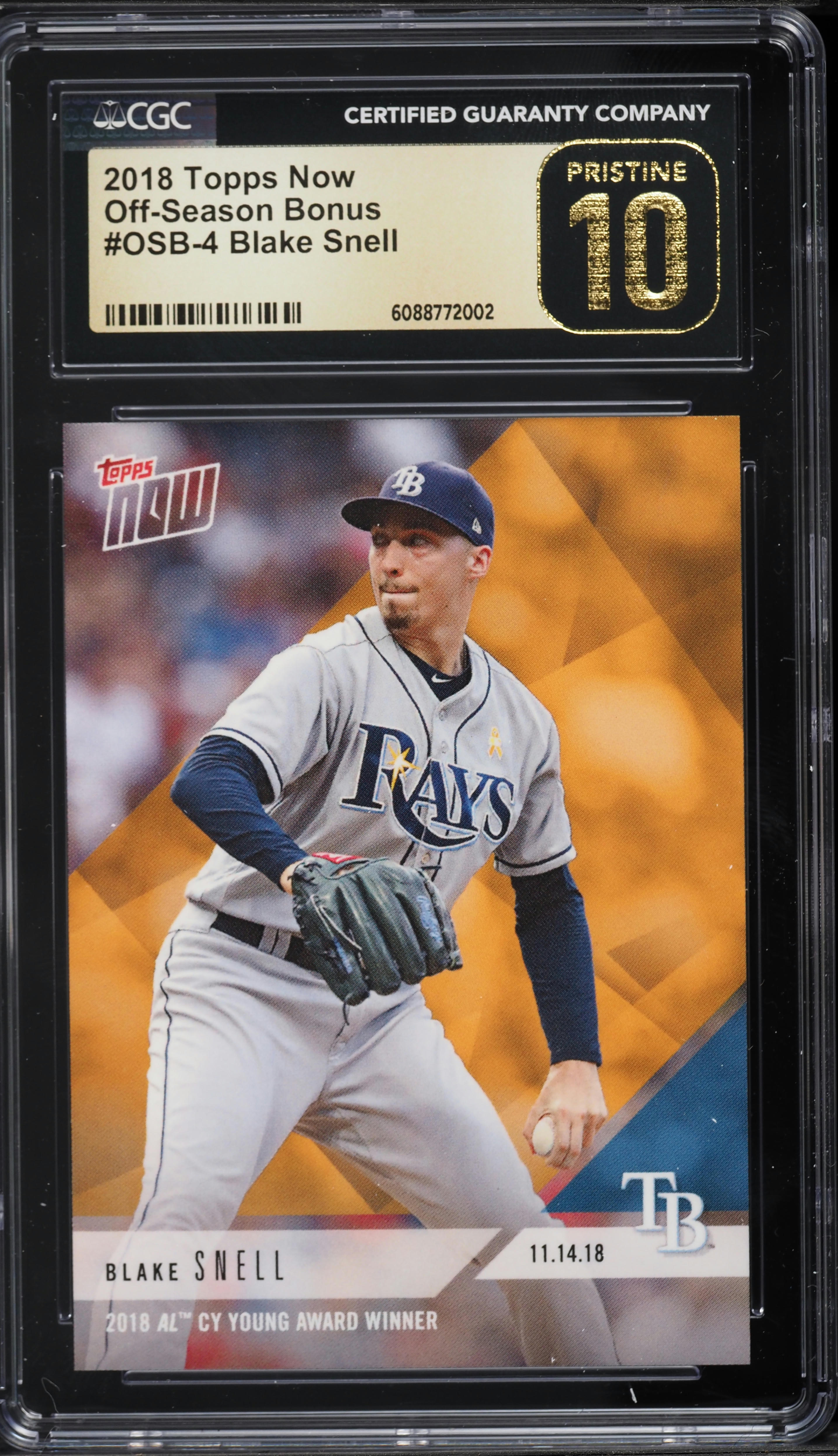 2018 Topps Now Off-Season Bonus Blake Snell #OSB-4 CGC 10 PRISTINE 