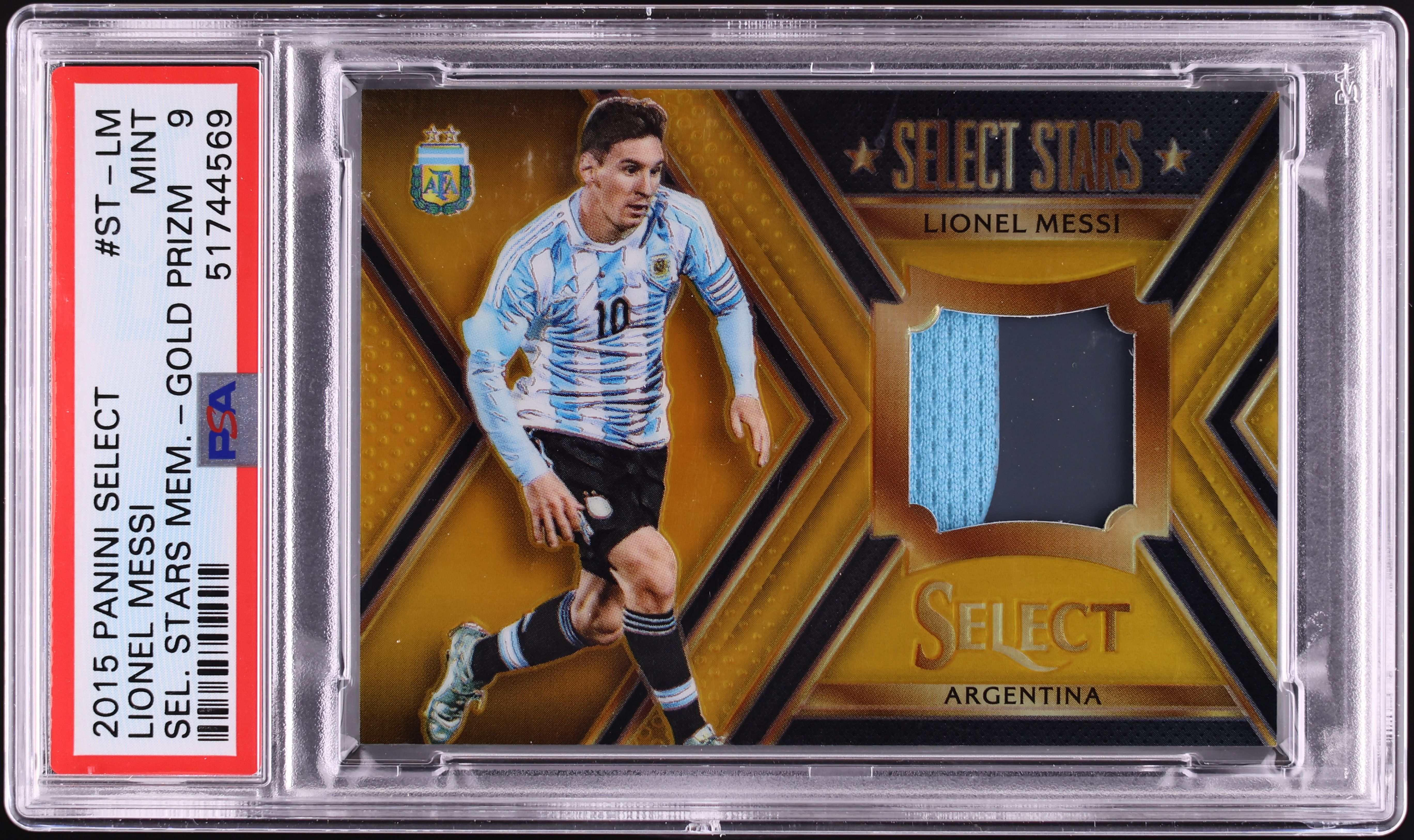 2015 Select Stars Memorabilia Gold Lionel Messi PATCH /10 #ST-LM