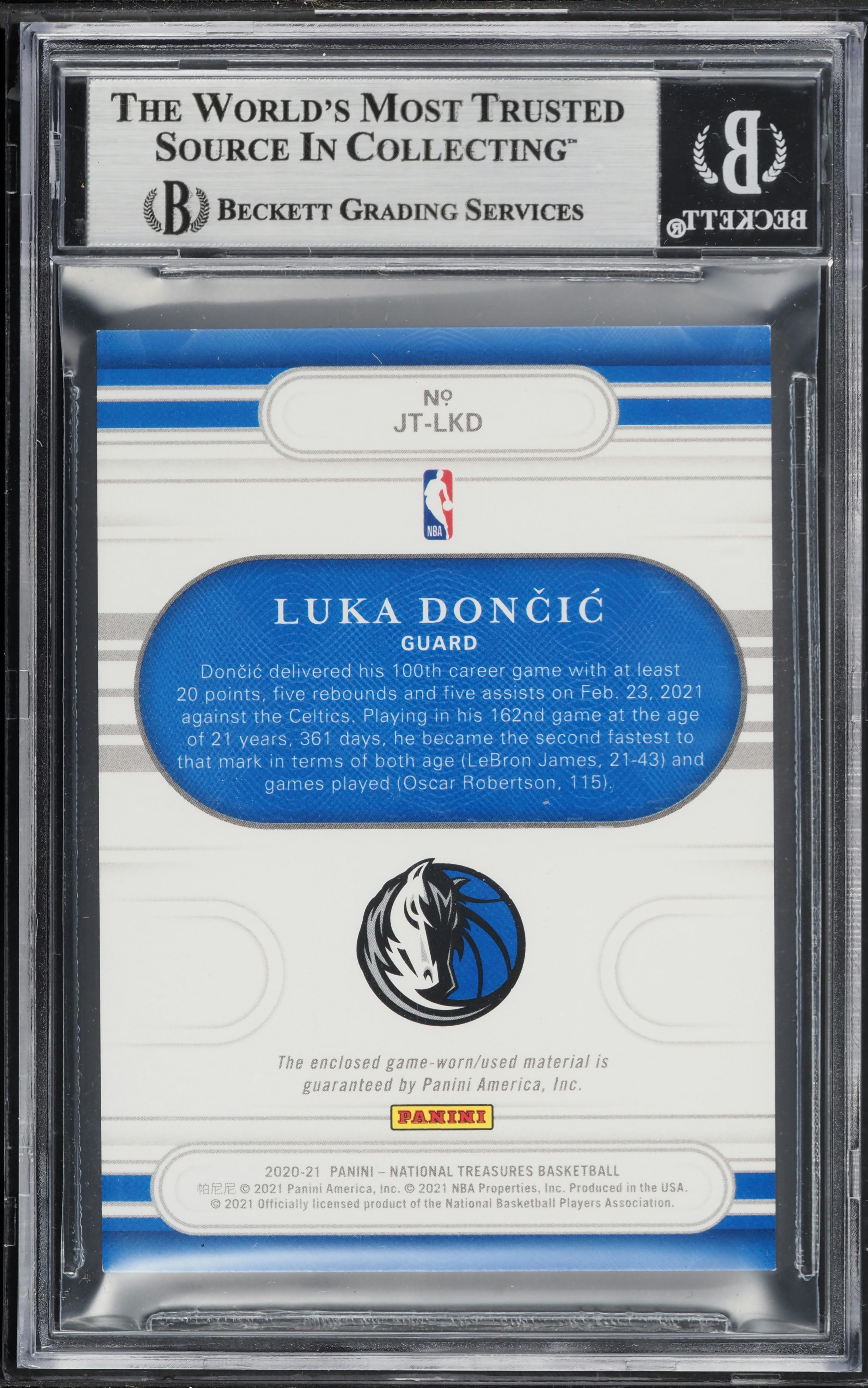 超レア 99枚限定 PSA9 Luka Doncic 2019 #399 BGS 2020 National Treasures Luka Doncic PATCH /99 #JT-LKD BGS 9 MINT